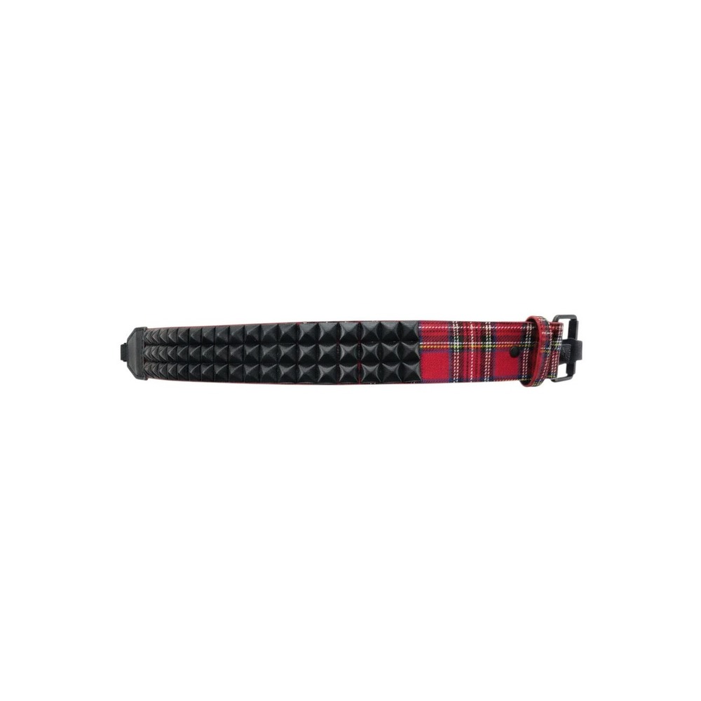 Hot Topic Studded Belt Unisex Small Red Plaid Black Pyramid Studs Punk Emo